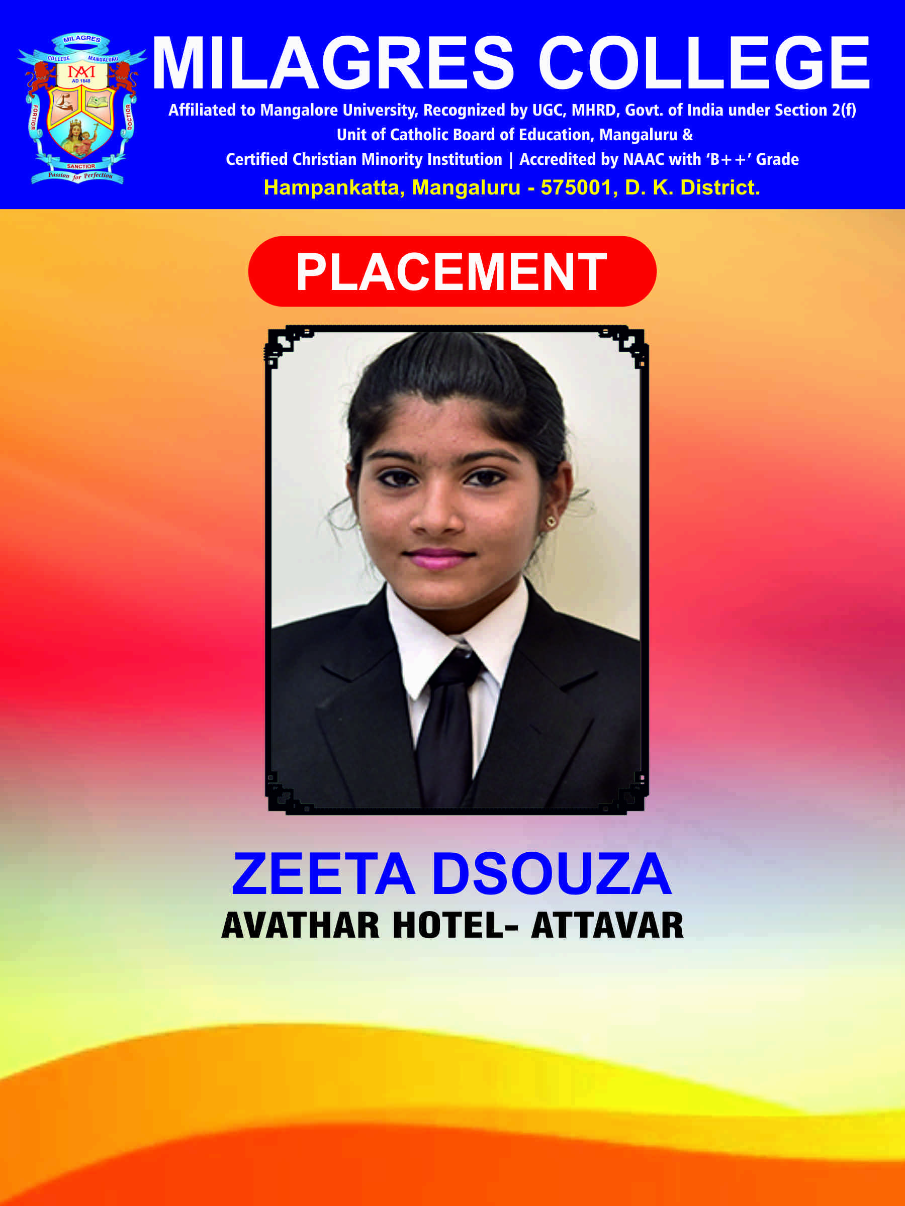 Successfully placed student